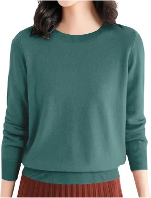 Cashmere Sweater Women Fall Winter Knitted Crew Neck Sweater Sweaters Lightweight Trendy Long Sleeve Pullover Tops for Travel