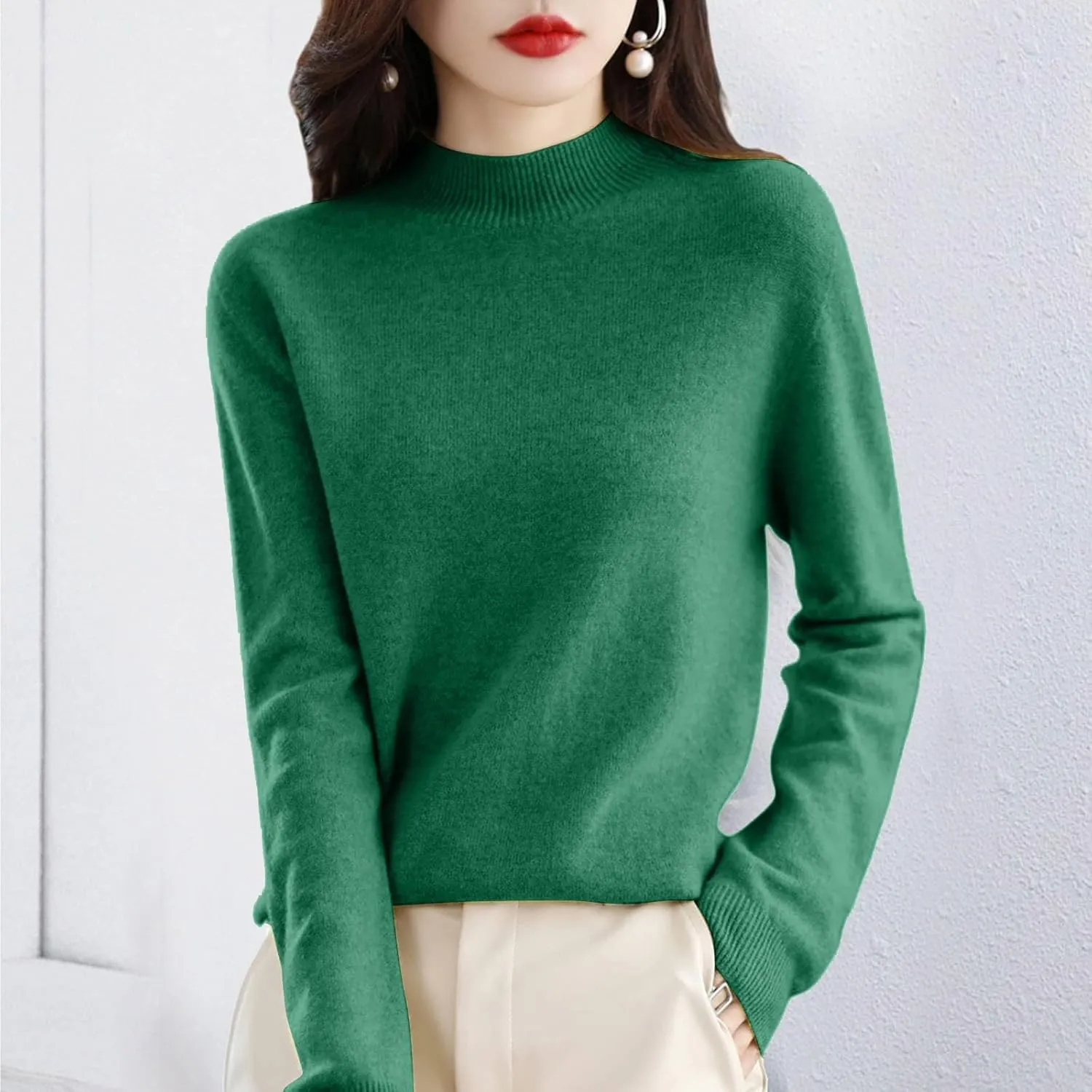 Cashmere Sweaters for Women Comfort Pullover Fashion Spring Casual Crewneck Sweater Dressy Long Sleeve Trendy Jumper