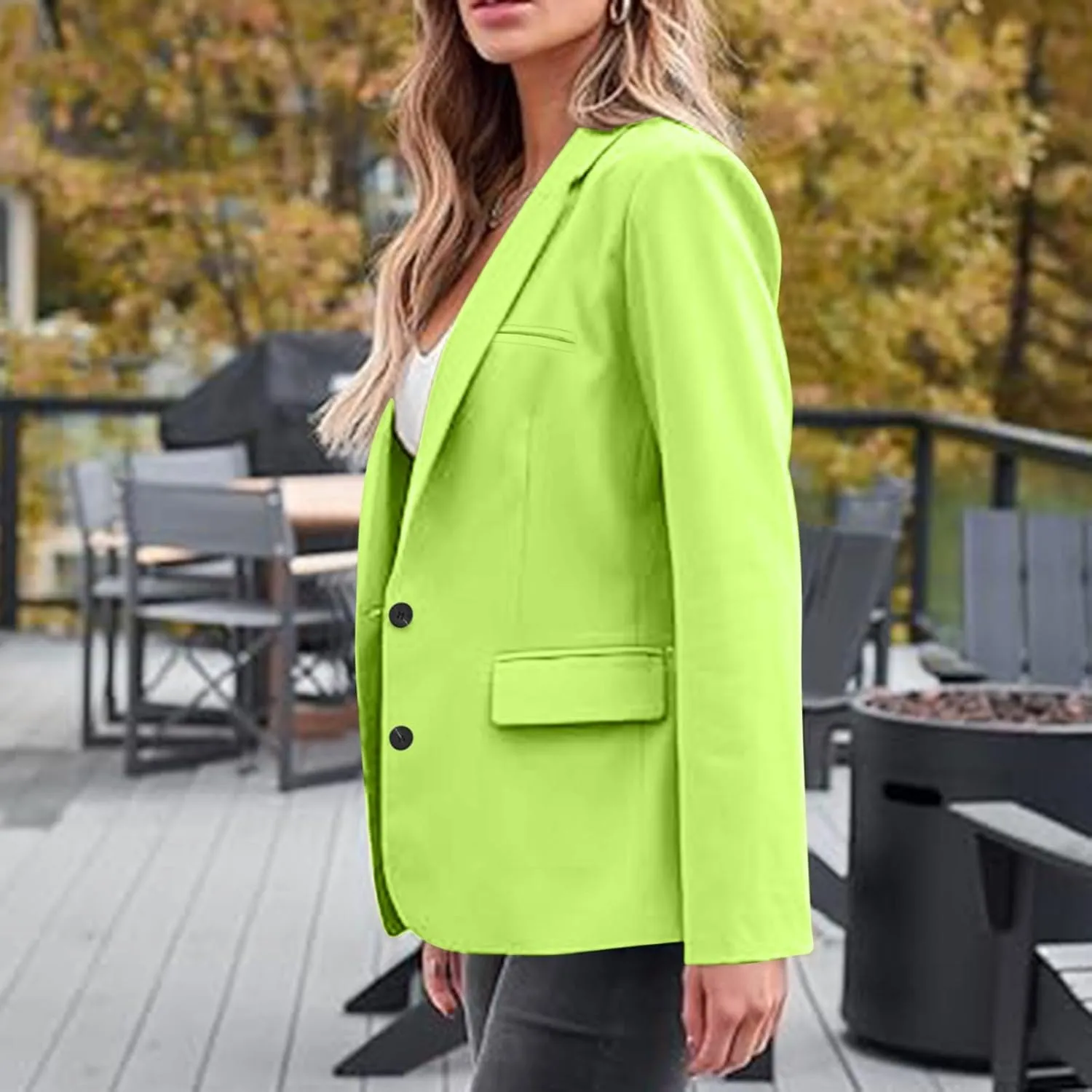 Casual Solid Blazers for Women Business Open Front Office Button Blazer Coat Fall Lapel Plus Size Blazer Jacket