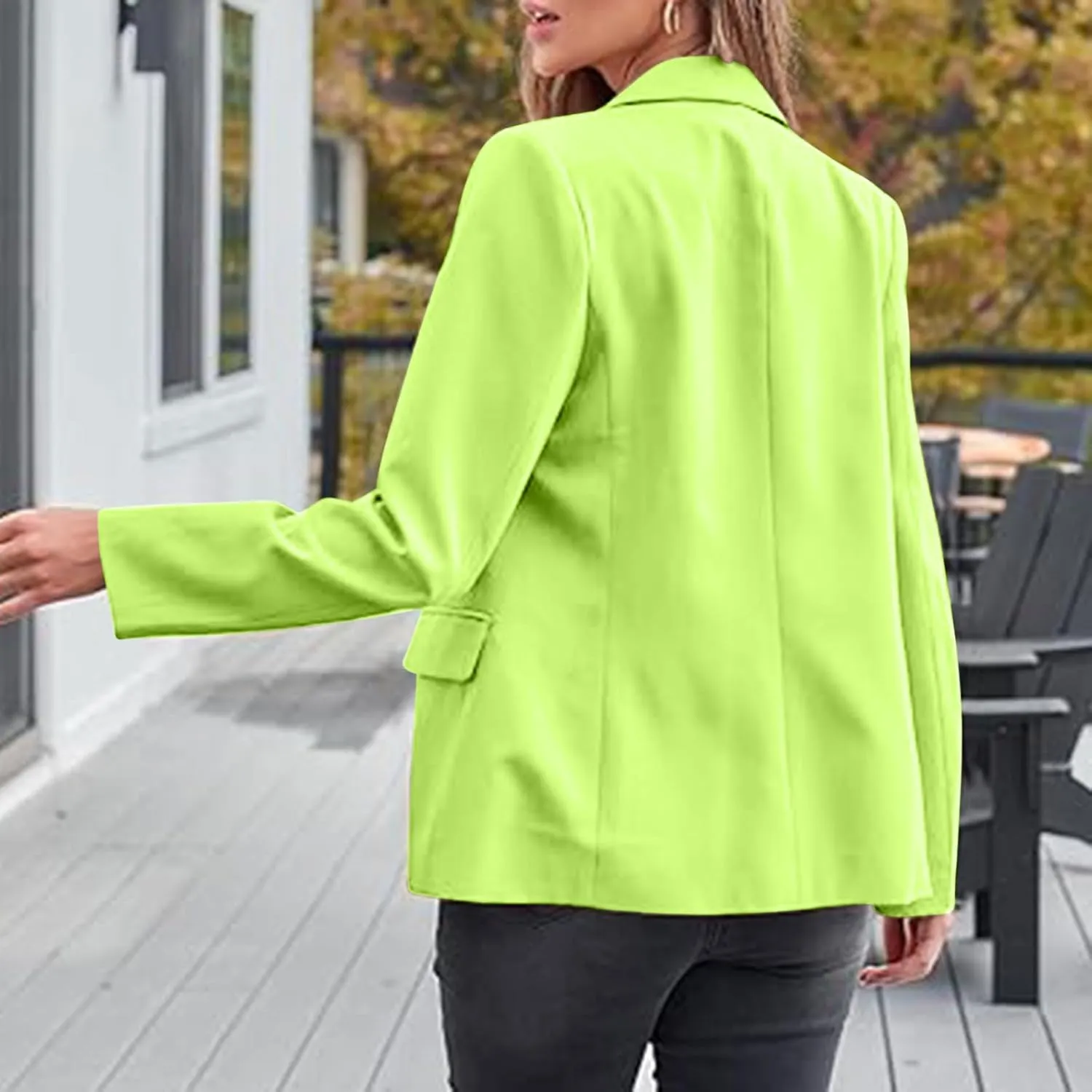 Casual Solid Blazers for Women Business Open Front Office Button Blazer Coat Fall Lapel Plus Size Blazer Jacket