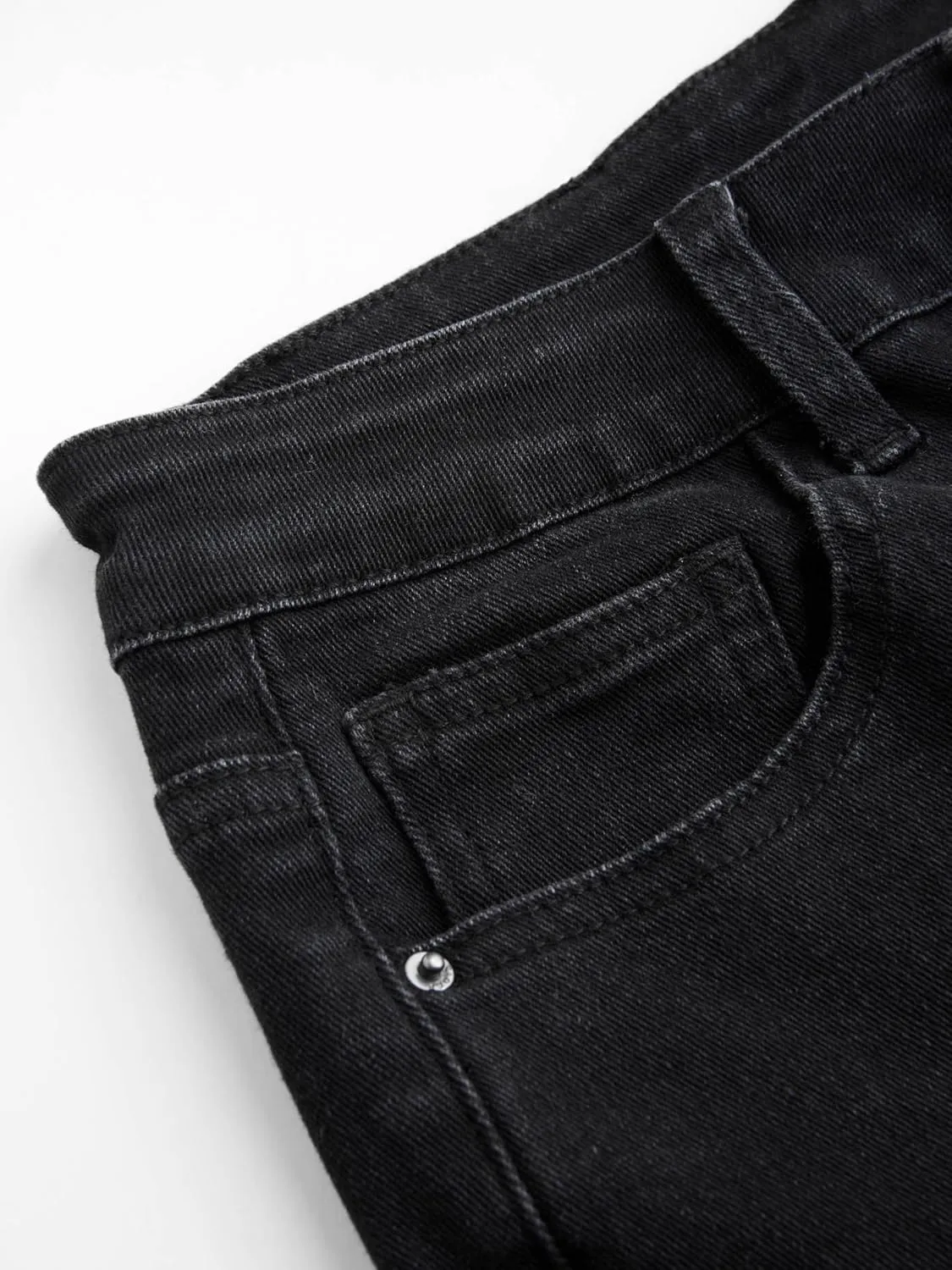CIDER High Stretch Denim High Waist Pocket Cropped Straight Leg Jeans
