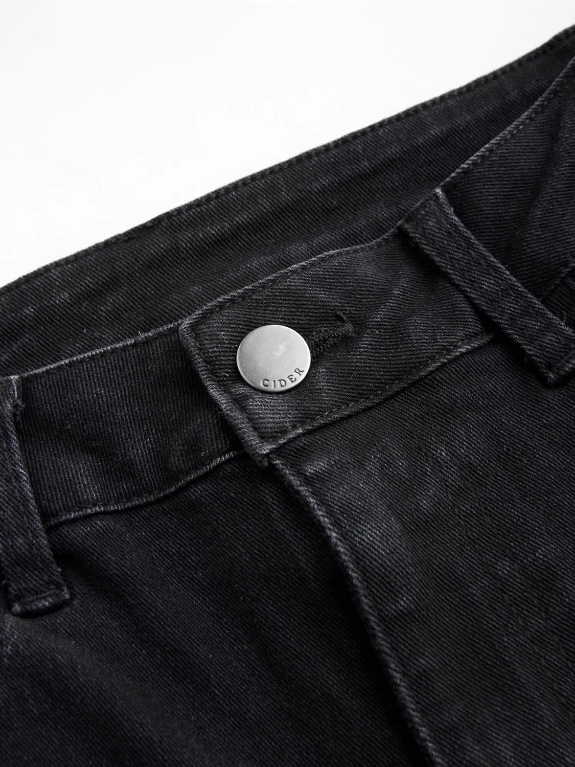 CIDER High Stretch Denim High Waist Pocket Cropped Straight Leg Jeans