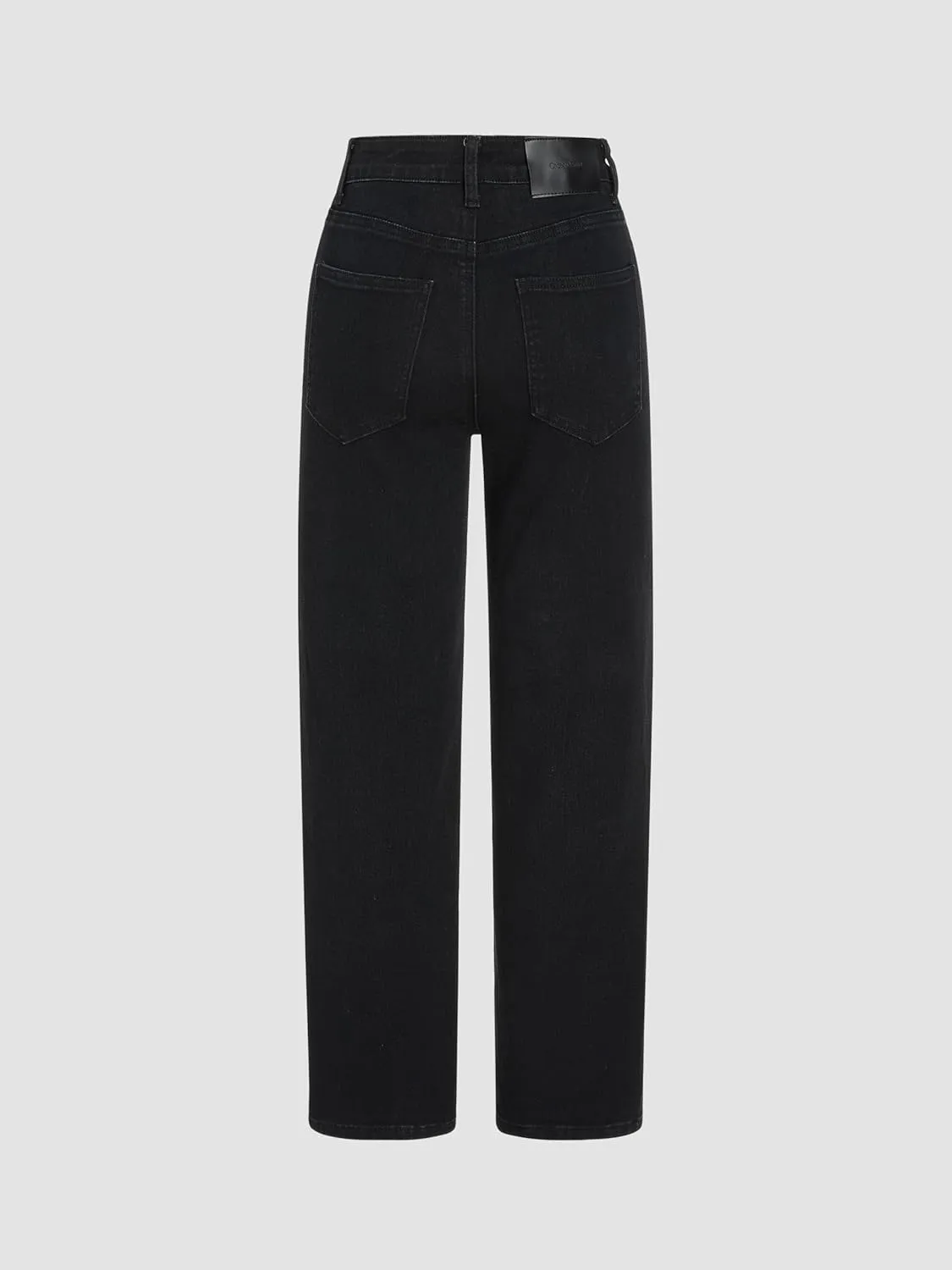 CIDER High Stretch Denim High Waist Pocket Cropped Straight Leg Jeans