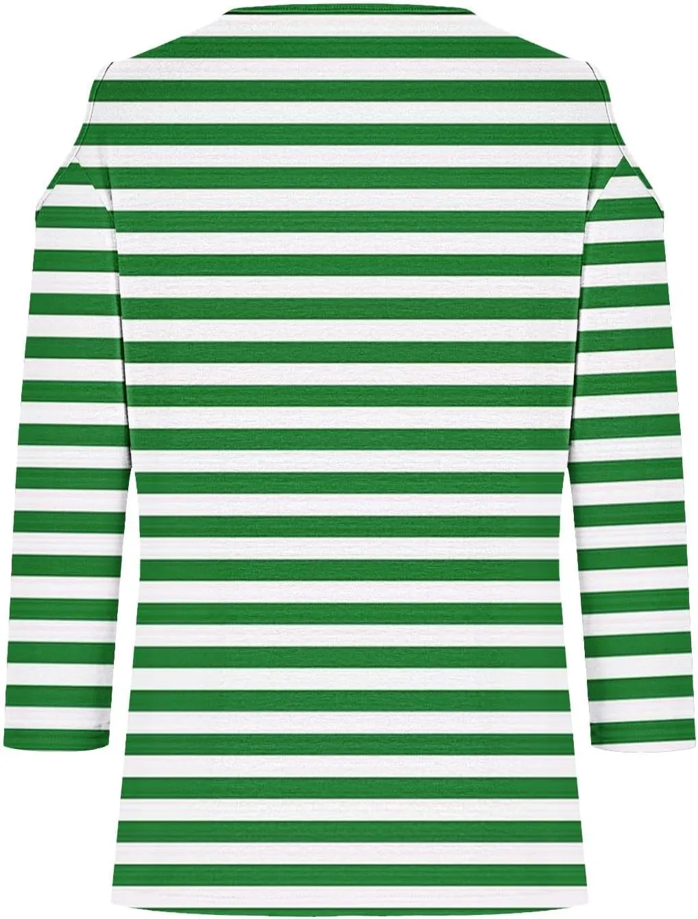 Cold Shoulder Tops for Women Summer Casual Off Shoulder Shirts Stripes Printed 3/4 Sleeve Tunics Loose Blouses