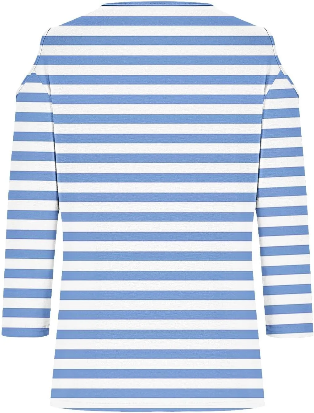 Cold Shoulder Tops for Women Summer Casual Off Shoulder Shirts Stripes Printed 3/4 Sleeve Tunics Loose Blouses