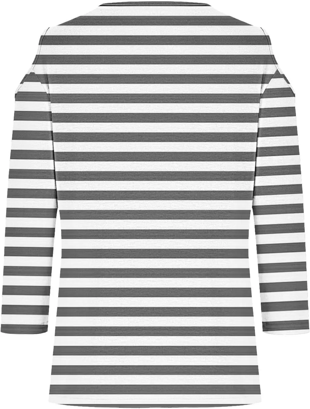 Cold Shoulder Tops for Women Summer Casual Off Shoulder Shirts Stripes Printed 3/4 Sleeve Tunics Loose Blouses