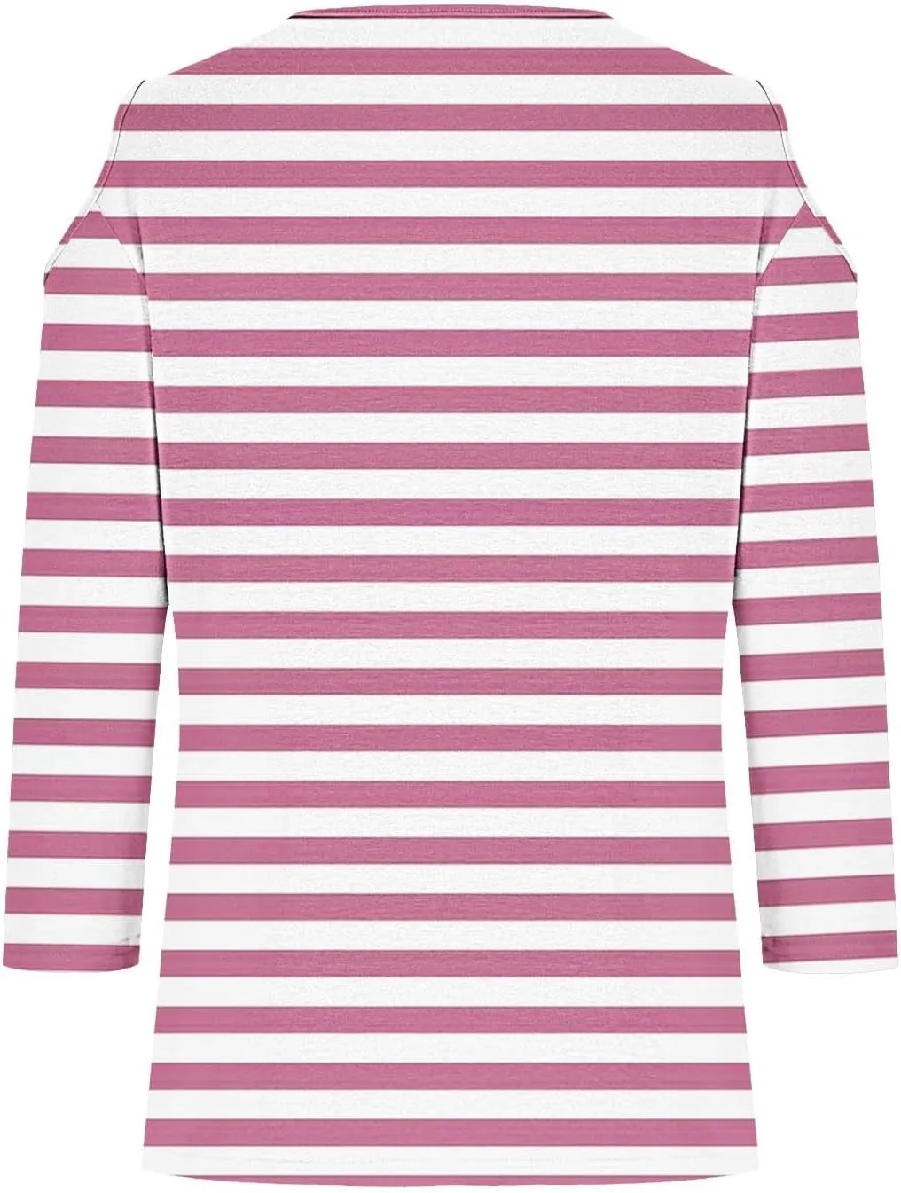 Cold Shoulder Tops for Women Summer Casual Off Shoulder Shirts Stripes Printed 3/4 Sleeve Tunics Loose Blouses