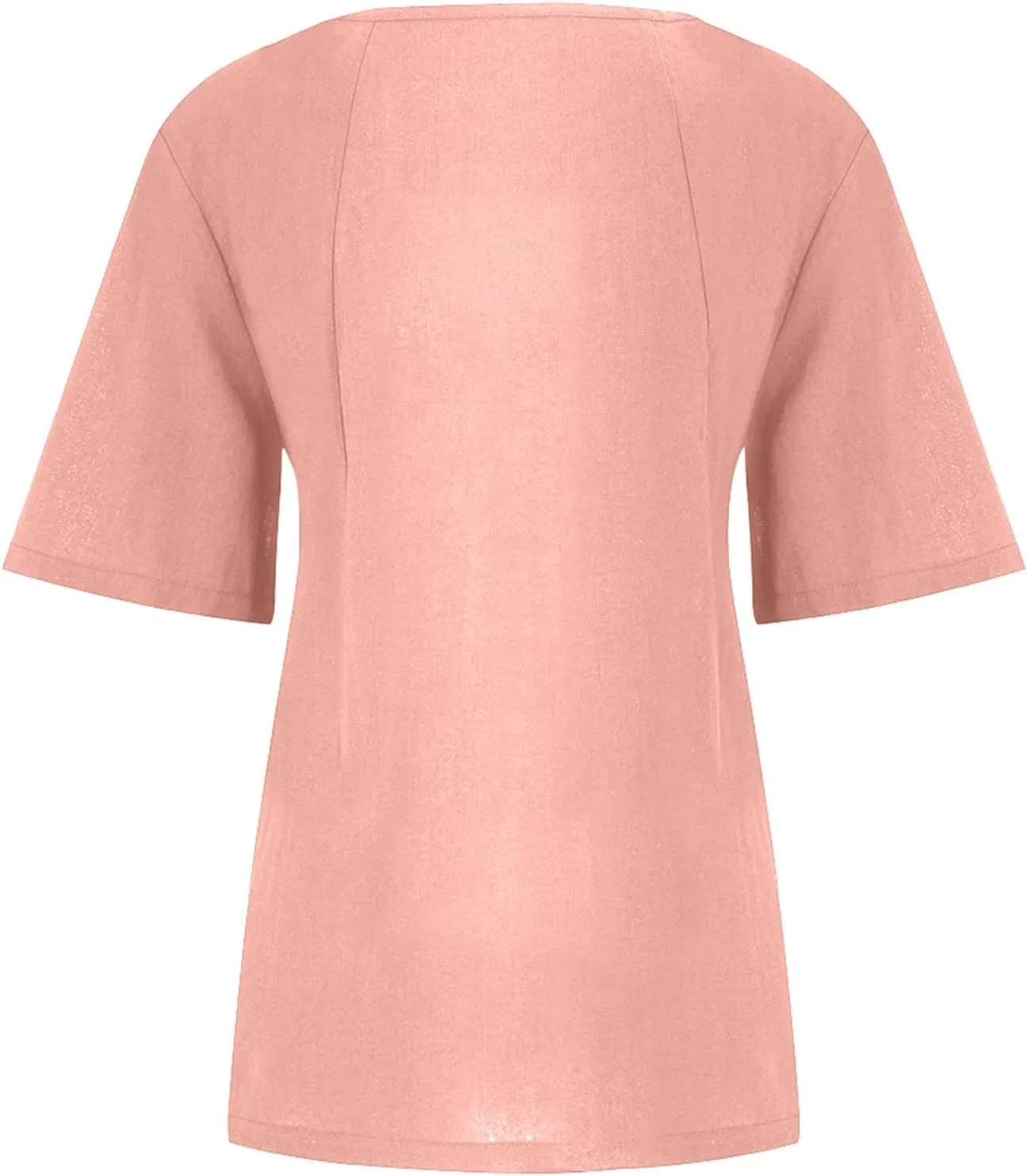 Cotton Linen Tops for Women Short Sleeve Round Neck T Shirts Oversized Embroidery Floral Printed Loose Blouses S-5XL