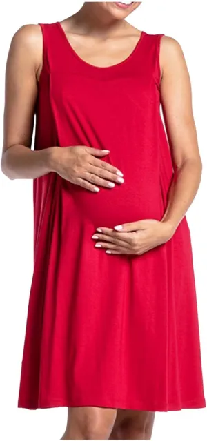 Cotton Sleeveless Nursing Nightgown Women Comfy Maternity Pregnancy Tank Dress Labor Delivery Breastfeeding Dresses