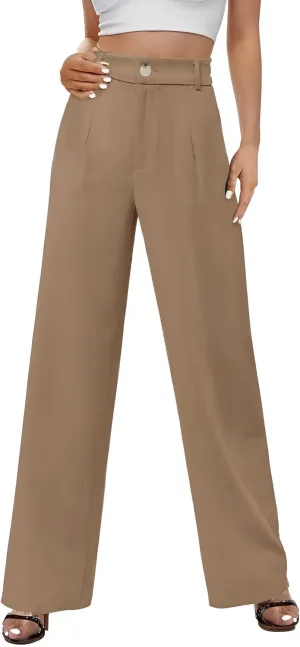 Dress Pants Women High Waisted Business Casual Pants Trendy Flowy Straight Leg Trouser Pants Office Outfits
