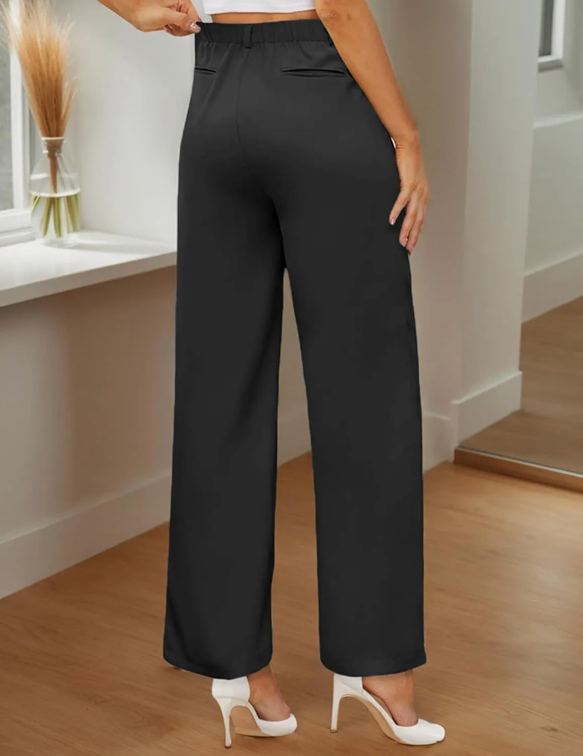 Dress Pants Women High Waisted Business Casual Pants Trendy Flowy Straight Leg Trouser Pants Office Outfits