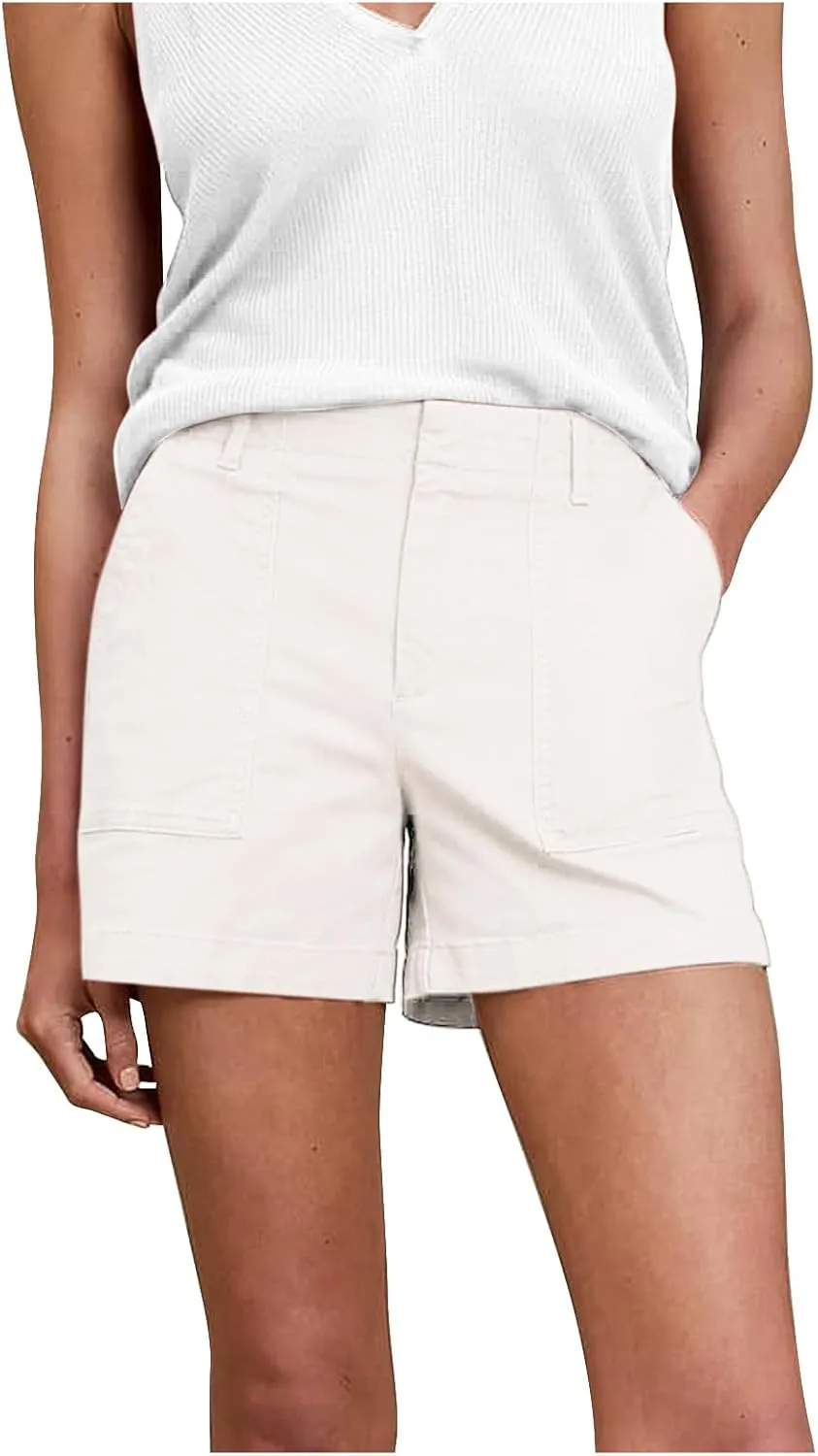 eoeioa Womens Stretch Twill Shorts Regular Fit Hiking Short Pants Summer Solid Casual Athletic Chino Bermuda Shorts w/Pockets