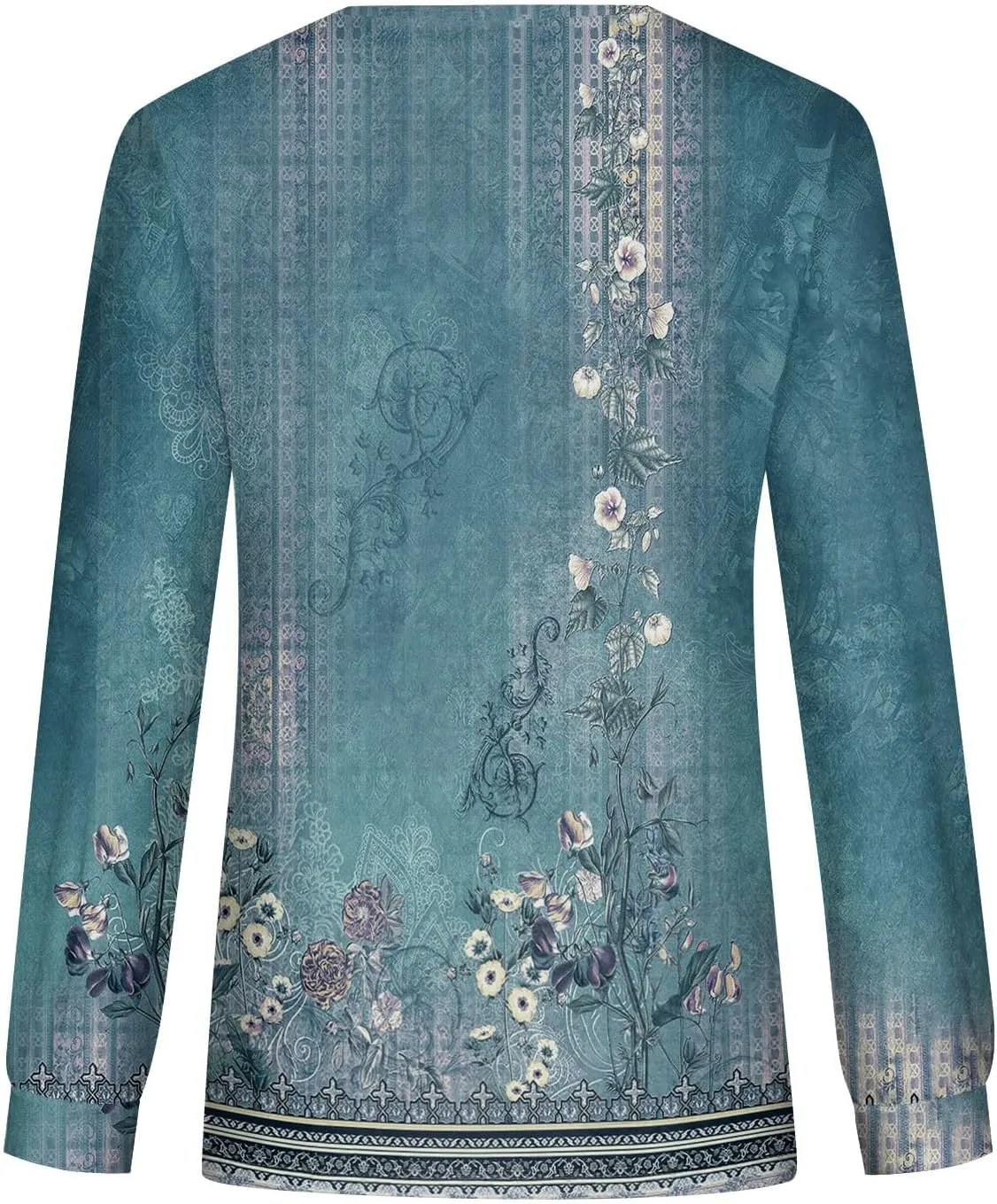Fall Tops for Women Long Sleeve Round Neck Shirts Trendy Ruched Blouses Dressy Casual Floral Print Top Casual Clothing