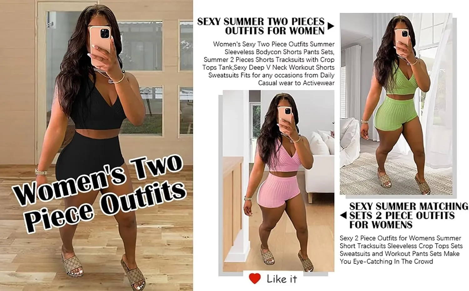 Fastkoala Sexy Two Piece Outfits for Women Summer Short Sleeve Tracksuits Crop Tops Shorts Sweatsuits Jumpsuits Pants Sets