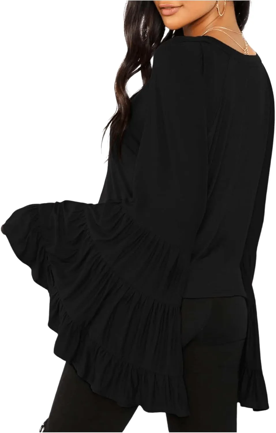 Floerns Women's 70s Western Flowy Bell Sleeve Blouse Tops Shirts