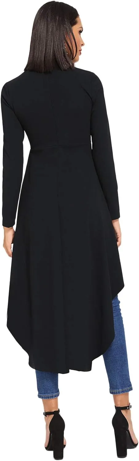 Floerns Women's Double Button Long Sleeve Round Neck Asymmetrical Blouse Tops
