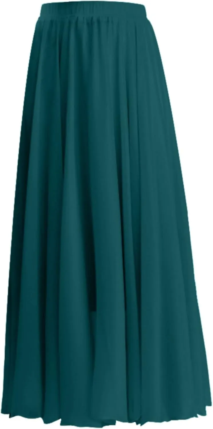 Flowy Long Maxi Skirts Women Boho Floral Elastic High Waist Tiered Pleated Summer Casual Beach Skirt