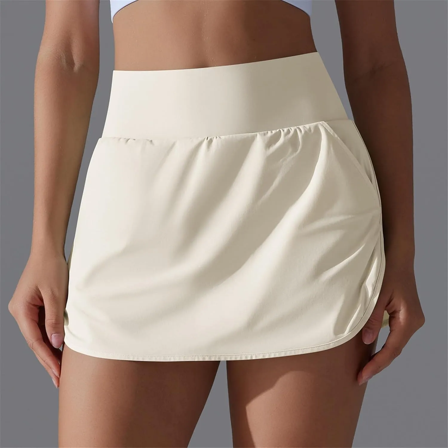 Gcvizuso Shorts for Women High Waisted Quick Dry Pants Athletic Workout Tennis Skirts Flowy Running Solid Short with Pocket