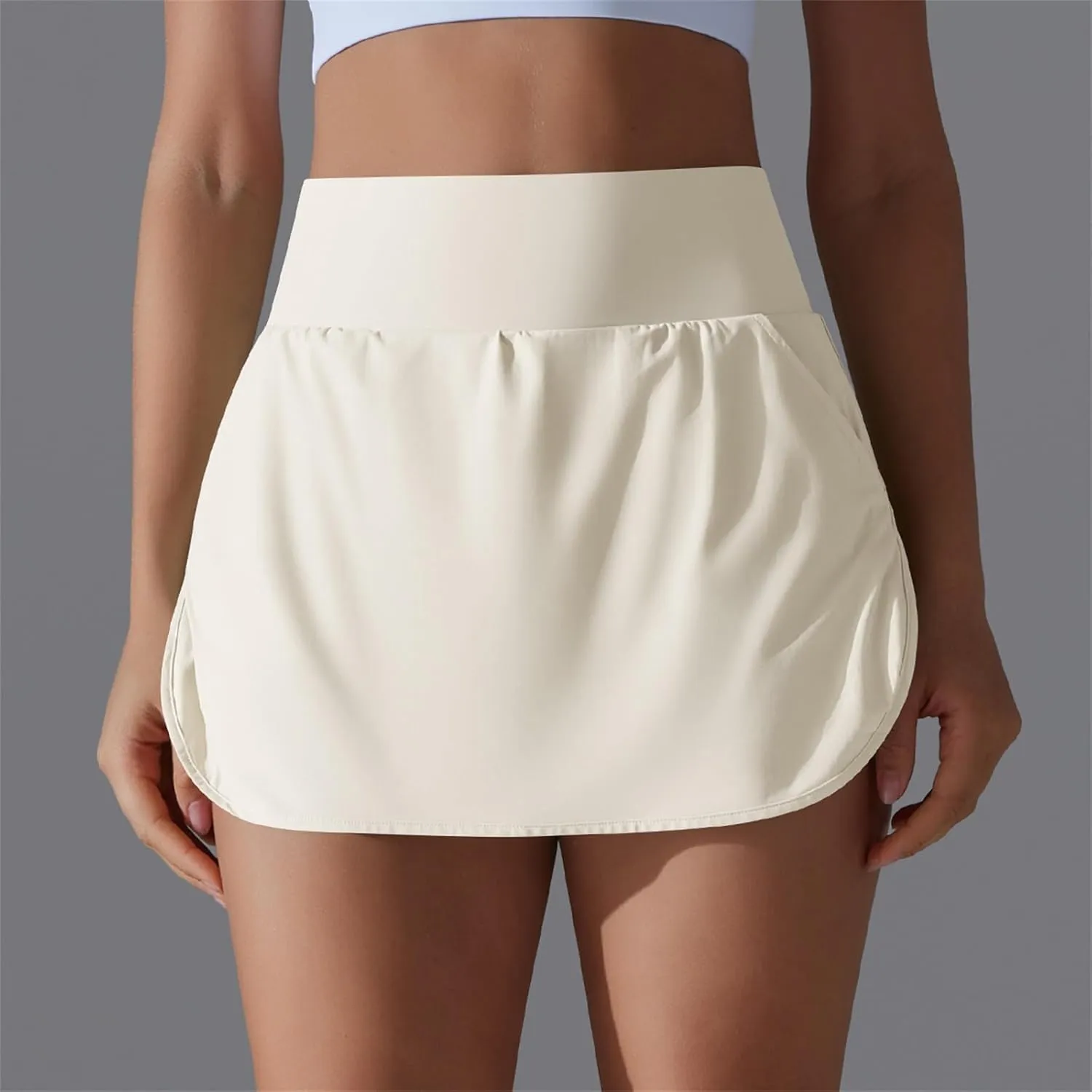 Gcvizuso Shorts for Women High Waisted Quick Dry Pants Athletic Workout Tennis Skirts Flowy Running Solid Short with Pocket