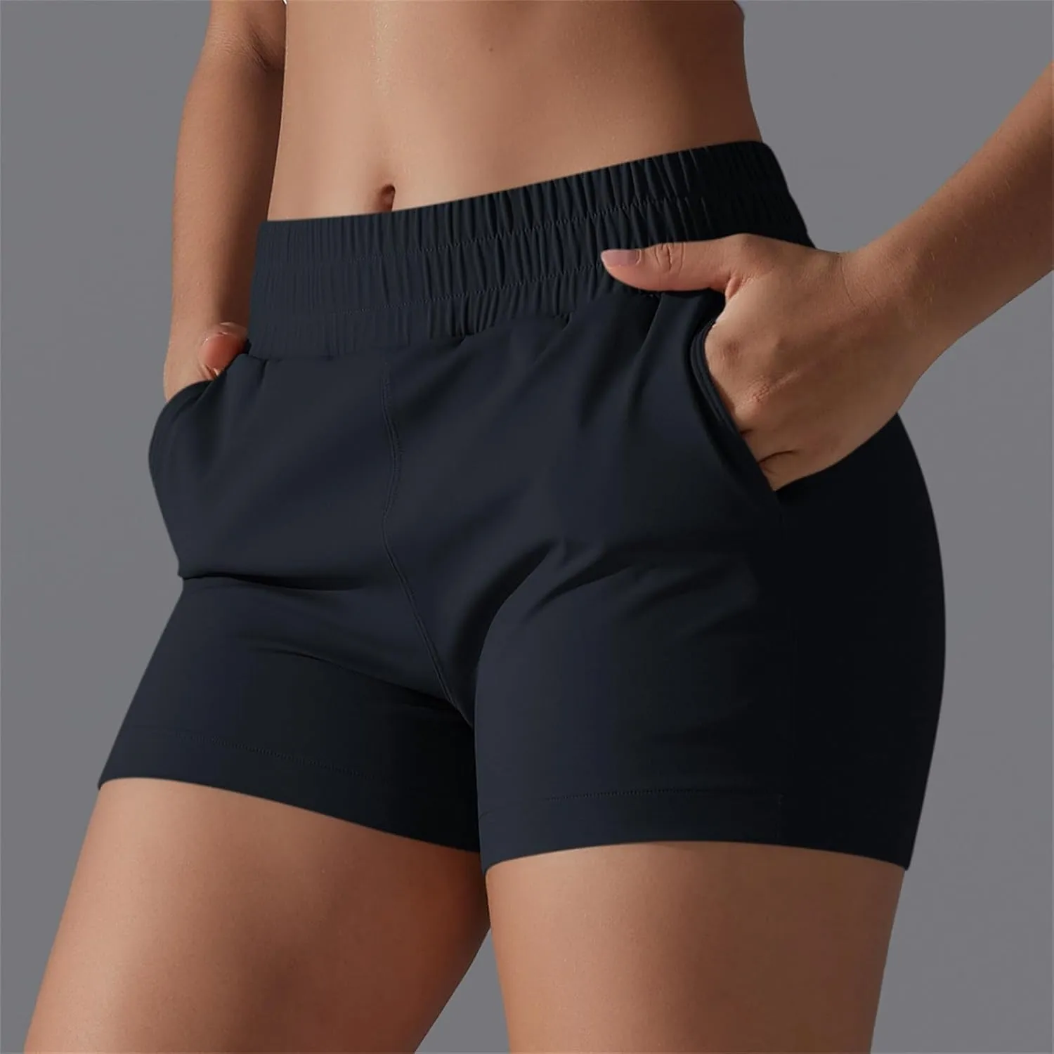 Gcvizuso Shorts for Women High Waisted Quick Dry Pants Athletic Workout Tennis Skirts Flowy Running Solid Short with Pocket