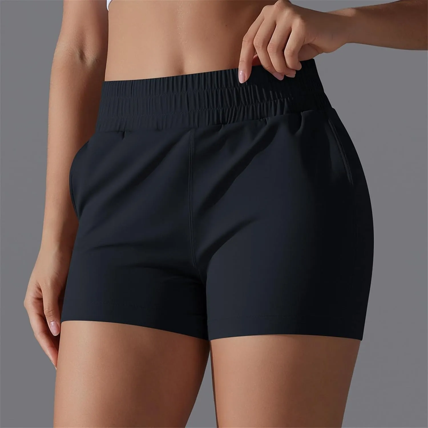 Gcvizuso Shorts for Women High Waisted Quick Dry Pants Athletic Workout Tennis Skirts Flowy Running Solid Short with Pocket