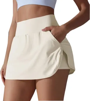 Gcvizuso Shorts for Women High Waisted Quick Dry Pants Athletic Workout Tennis Skirts Flowy Running Solid Short with Pocket