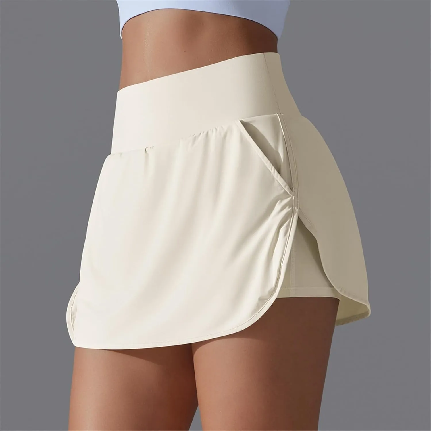 Gcvizuso Shorts for Women High Waisted Quick Dry Pants Athletic Workout Tennis Skirts Flowy Running Solid Short with Pocket
