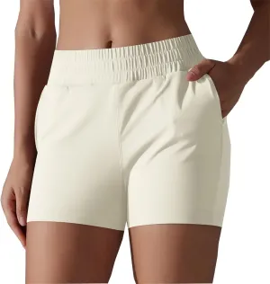 Gcvizuso Shorts for Women High Waisted Quick Dry Pants Athletic Workout Tennis Skirts Flowy Running Solid Short with Pocket