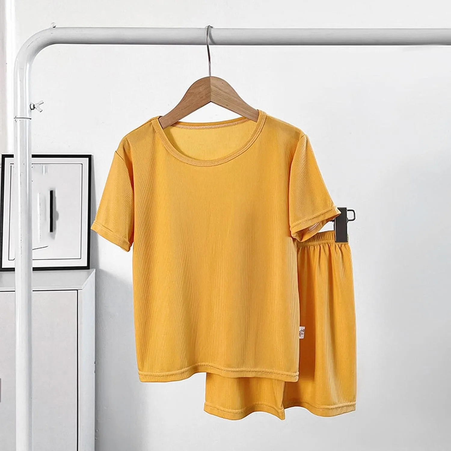 Girls Cotton 𝐏ajamas Short Sleeve 𝐏a𝐣ama Sets Kids Sl𝐞epwear Summer 𝐏js Tops and Shorts Set for Girls Loung𝐞wear