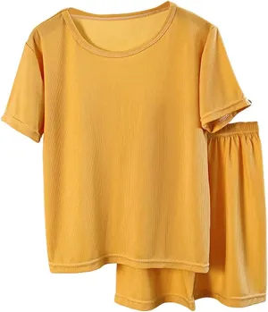 Girls Cotton 𝐏ajamas Short Sleeve 𝐏a𝐣ama Sets Kids Sl𝐞epwear Summer 𝐏js Tops and Shorts Set for Girls Loung𝐞wear