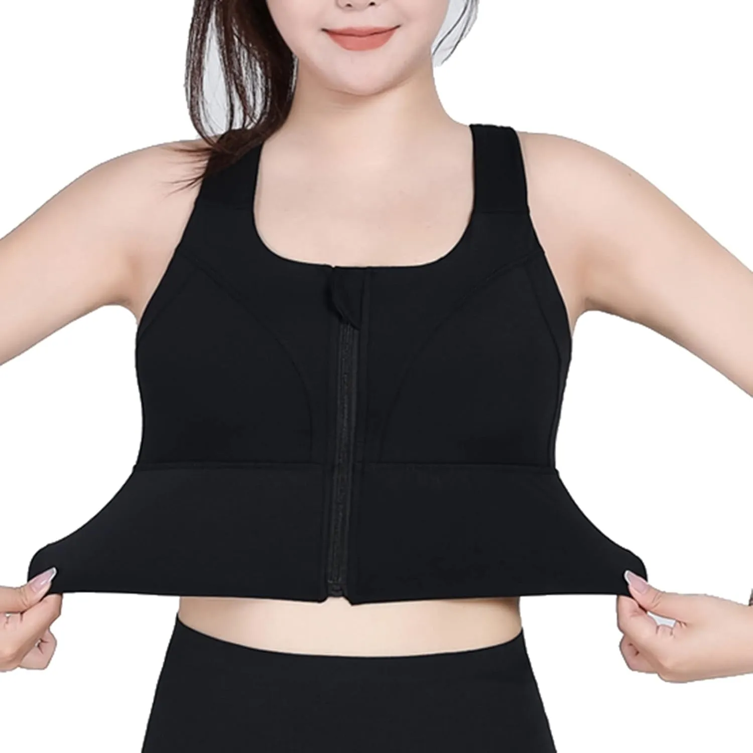 HGps8w Front Zip Clouse Sports Bra for Women Plus Size High Support Longline Padded Wireless Yoga Gym Workout Crop Tank Tops