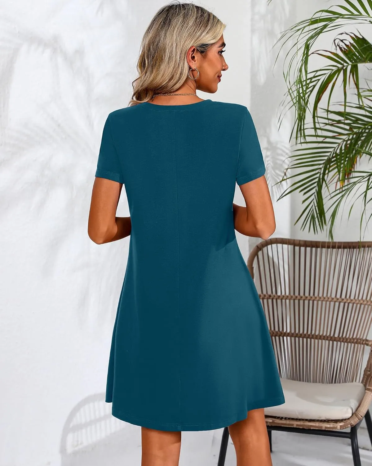 Huukeay 3 Pack Women Casual T Shirt Dresses Short Sleeve Round Neck Loose Fit Tunic Dresses Summer Swing Dress…
