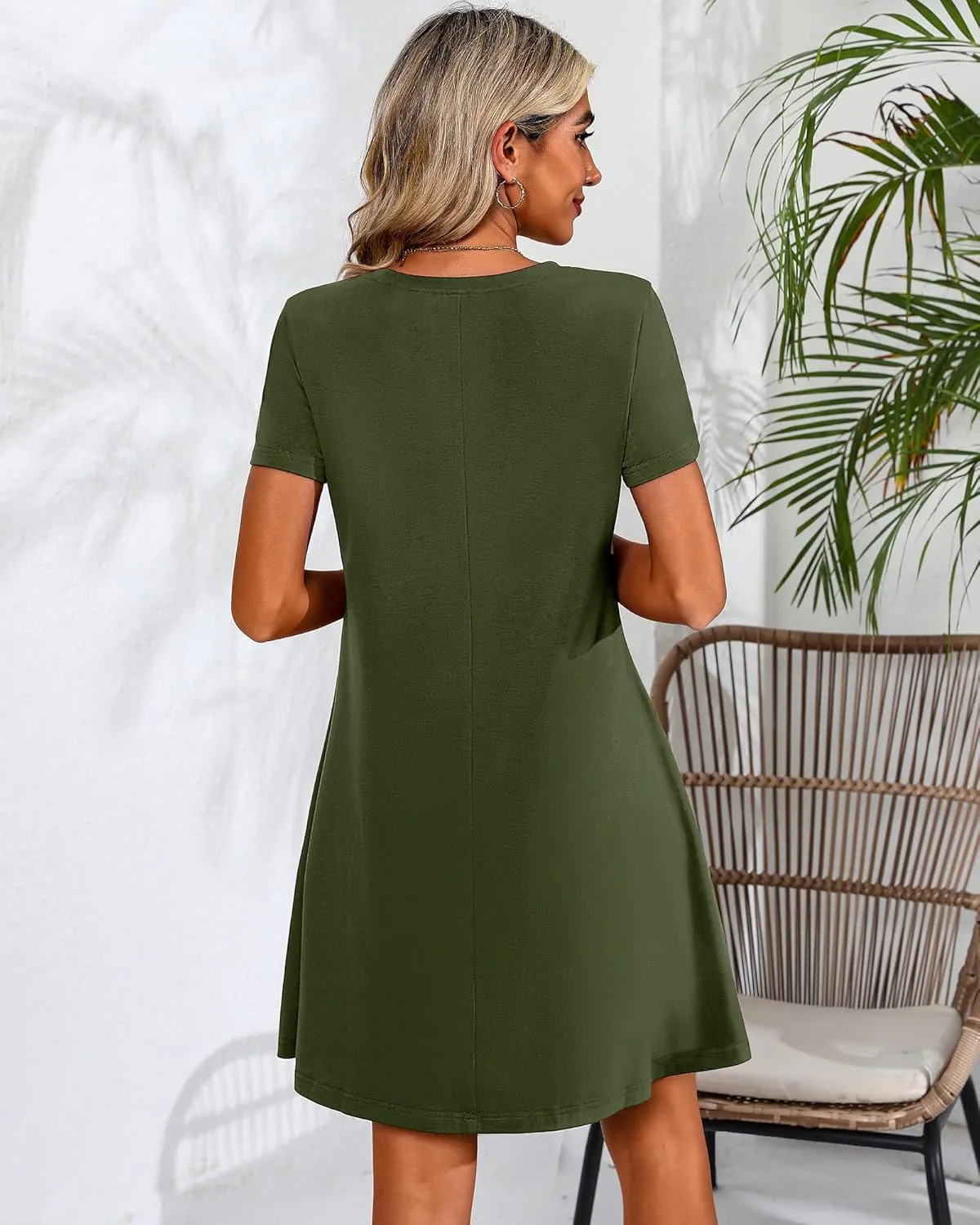Huukeay 3 Pack Women Casual T Shirt Dresses Short Sleeve Round Neck Loose Fit Tunic Dresses Summer Swing Dress…