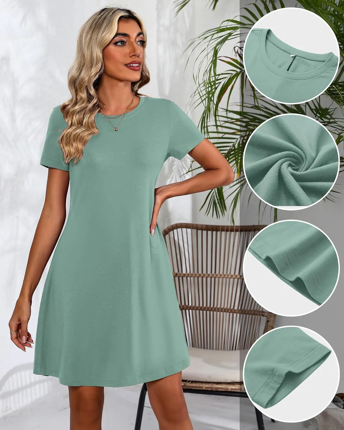Huukeay 3 Pack Women Casual T Shirt Dresses Short Sleeve Round Neck Loose Fit Tunic Dresses Summer Swing Dress…