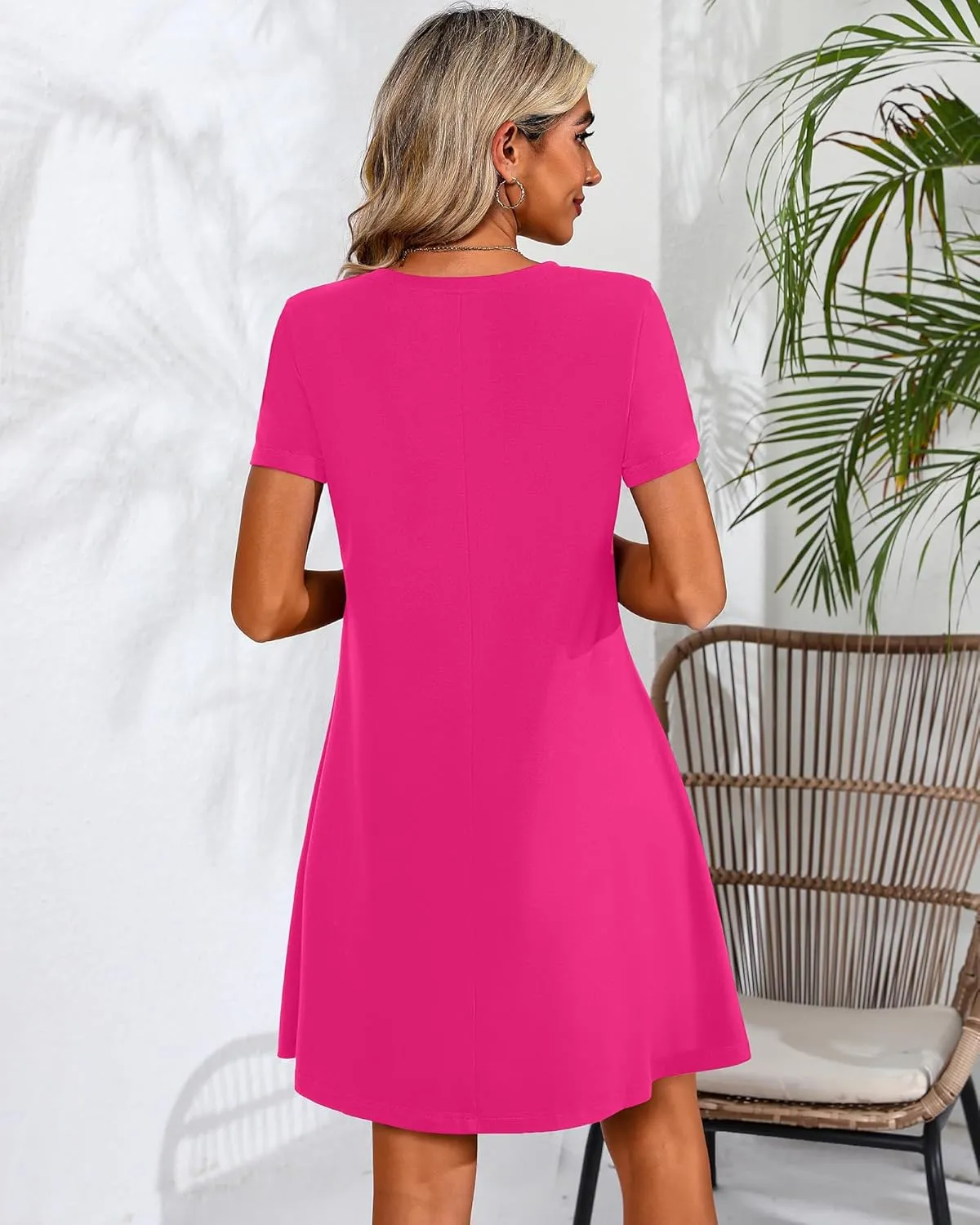 Huukeay 3 Pack Women Casual T Shirt Dresses Short Sleeve Round Neck Loose Fit Tunic Dresses Summer Swing Dress…