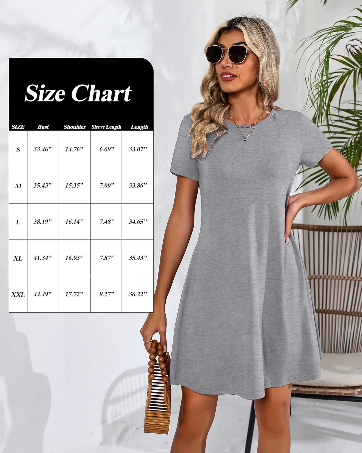 Huukeay 3 Pack Women Casual T Shirt Dresses Short Sleeve Round Neck Loose Fit Tunic Dresses Summer Swing Dress…