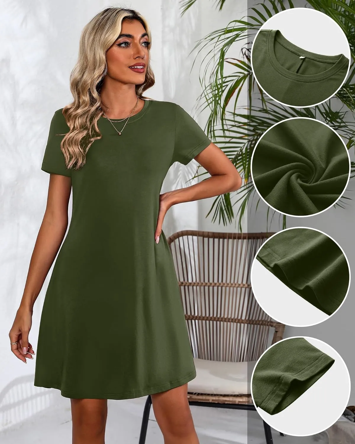 Huukeay 3 Pack Women Casual T Shirt Dresses Short Sleeve Round Neck Loose Fit Tunic Dresses Summer Swing Dress…