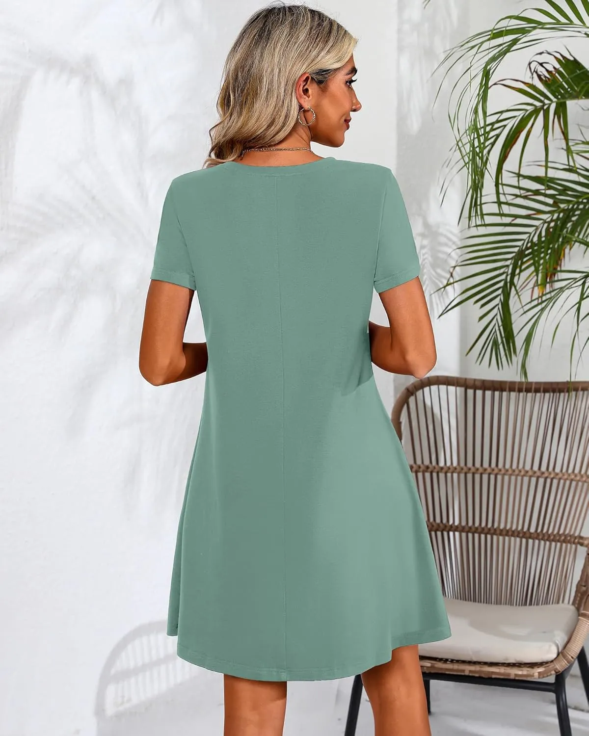 Huukeay 3 Pack Women Casual T Shirt Dresses Short Sleeve Round Neck Loose Fit Tunic Dresses Summer Swing Dress…