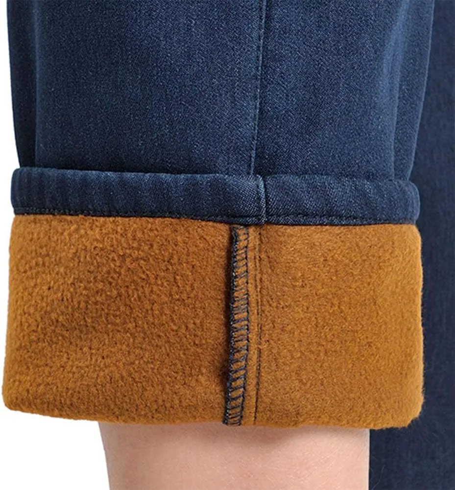IDEALSANXUN Women’s Fleece Lined Jeans Elastic Waist Loose Straight Leg Jeans