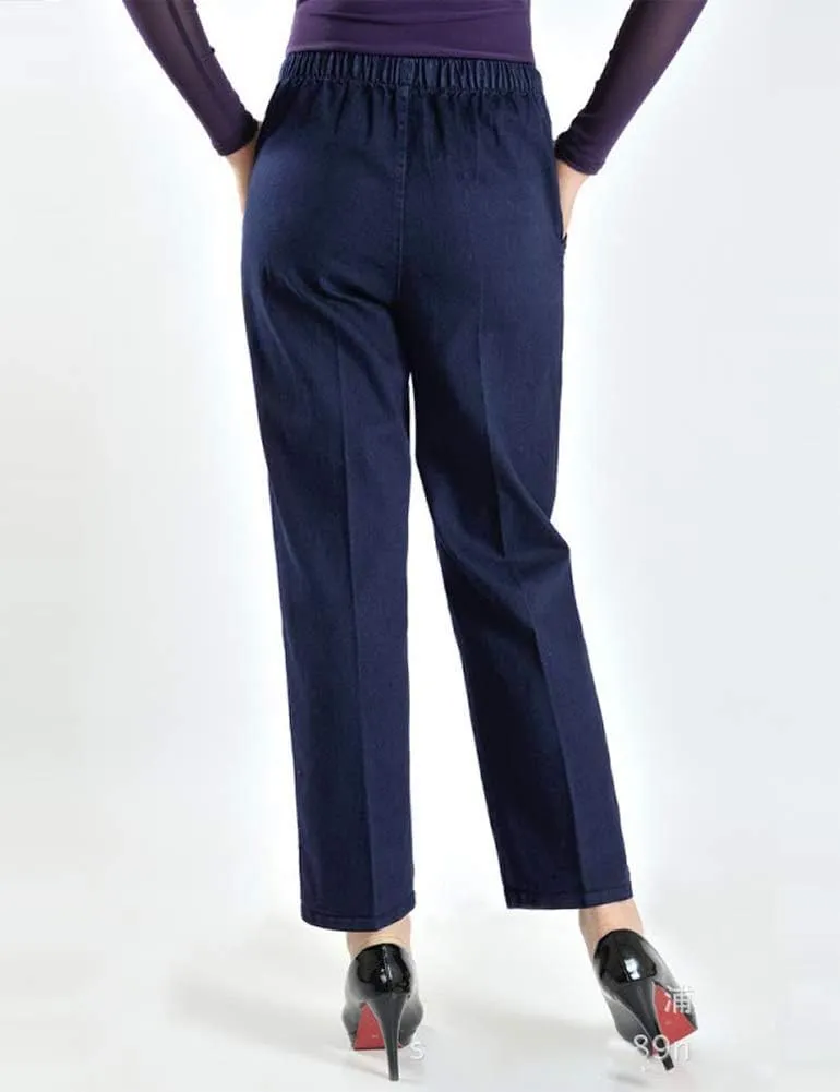 IDEALSANXUN Women’s Fleece Lined Jeans Elastic Waist Loose Straight Leg Jeans