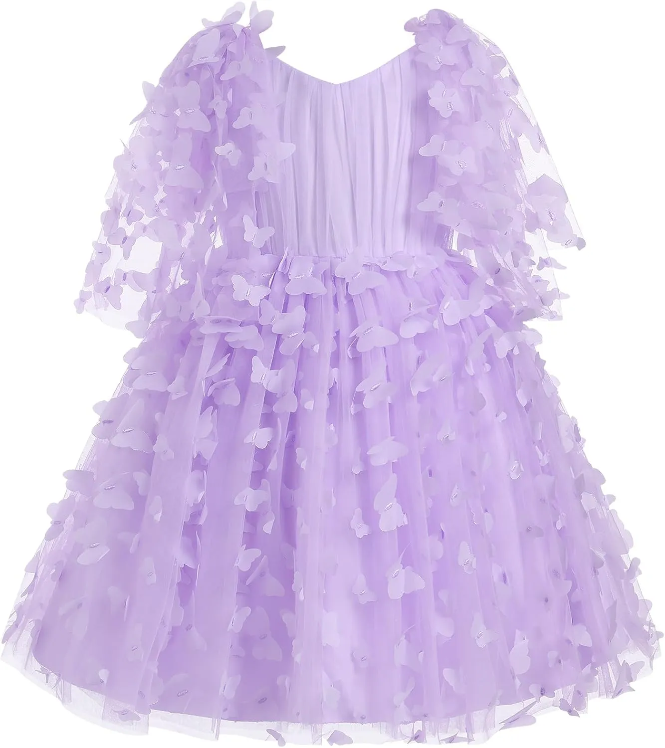 IDOPIP Flower Girl Butterfly Birthday Tutu Dress for Kids Baby Wedding Party Communion Dresses Princess Pageant Tulle Gowns
