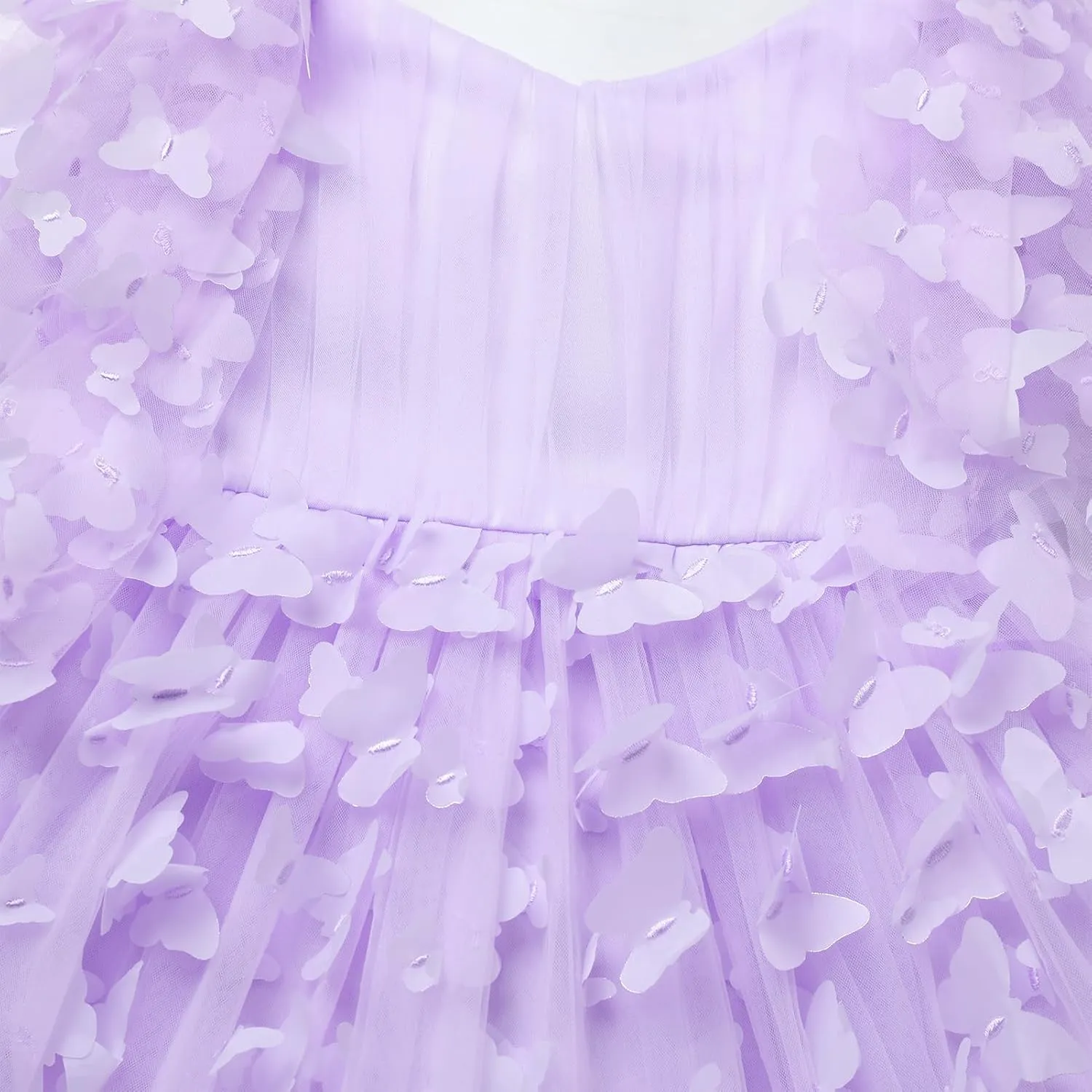 IDOPIP Flower Girl Butterfly Birthday Tutu Dress for Kids Baby Wedding Party Communion Dresses Princess Pageant Tulle Gowns