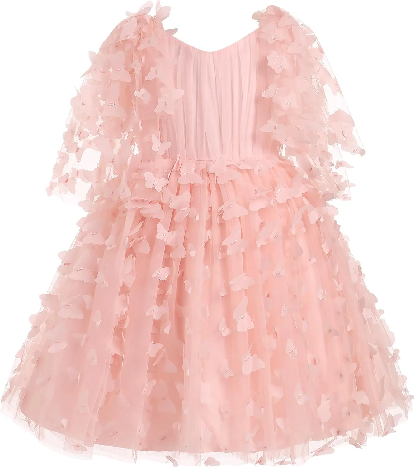 IDOPIP Flower Girl Butterfly Birthday Tutu Dress for Kids Baby Wedding Party Communion Dresses Princess Pageant Tulle Gowns