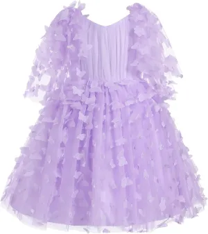 IDOPIP Flower Girl Butterfly Birthday Tutu Dress for Kids Baby Wedding Party Communion Dresses Princess Pageant Tulle Gowns