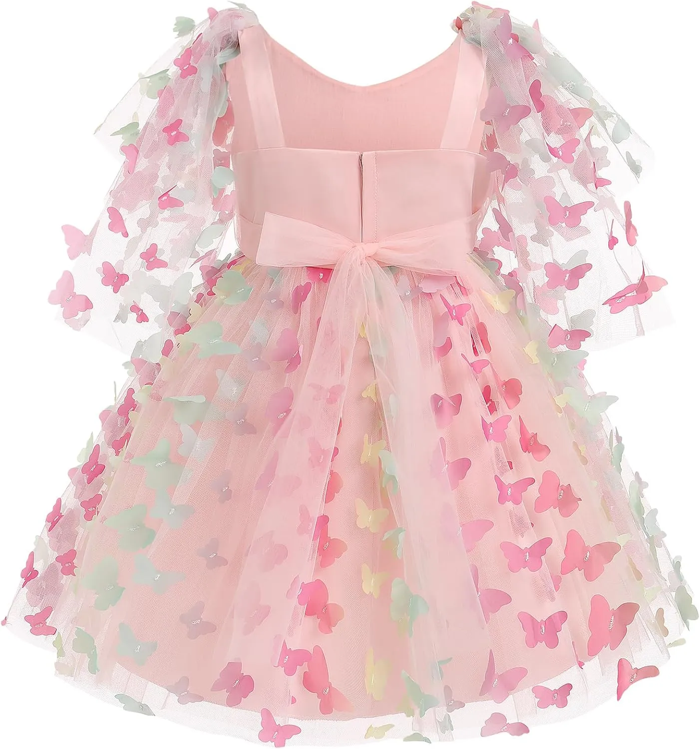 IDOPIP Flower Girl Butterfly Birthday Tutu Dress for Kids Baby Wedding Party Communion Dresses Princess Pageant Tulle Gowns