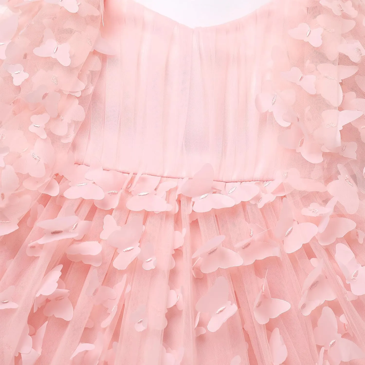 IDOPIP Flower Girl Butterfly Birthday Tutu Dress for Kids Baby Wedding Party Communion Dresses Princess Pageant Tulle Gowns