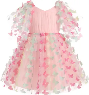 IDOPIP Flower Girl Butterfly Birthday Tutu Dress for Kids Baby Wedding Party Communion Dresses Princess Pageant Tulle Gowns