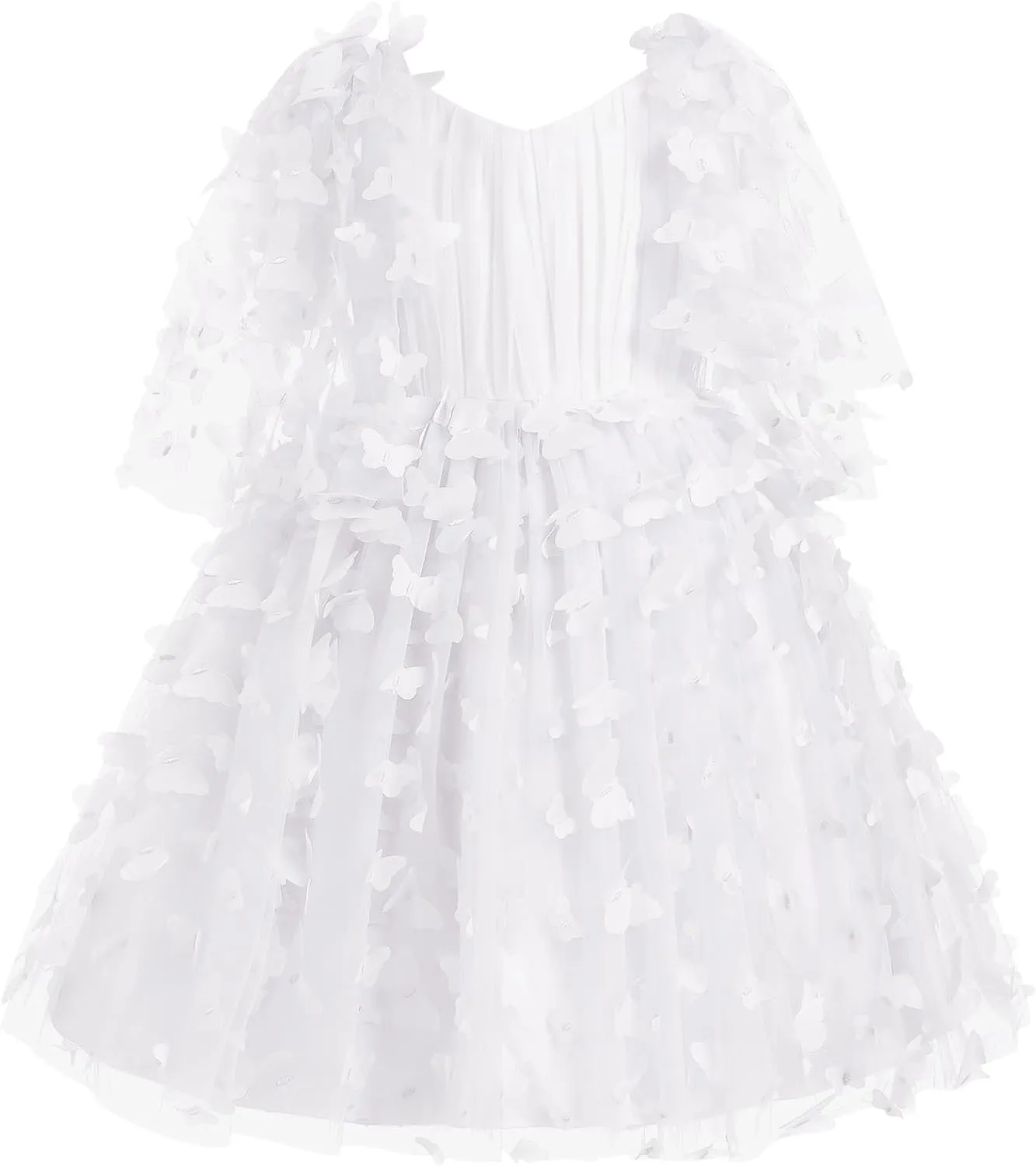 IDOPIP Flower Girl Butterfly Birthday Tutu Dress for Kids Baby Wedding Party Communion Dresses Princess Pageant Tulle Gowns