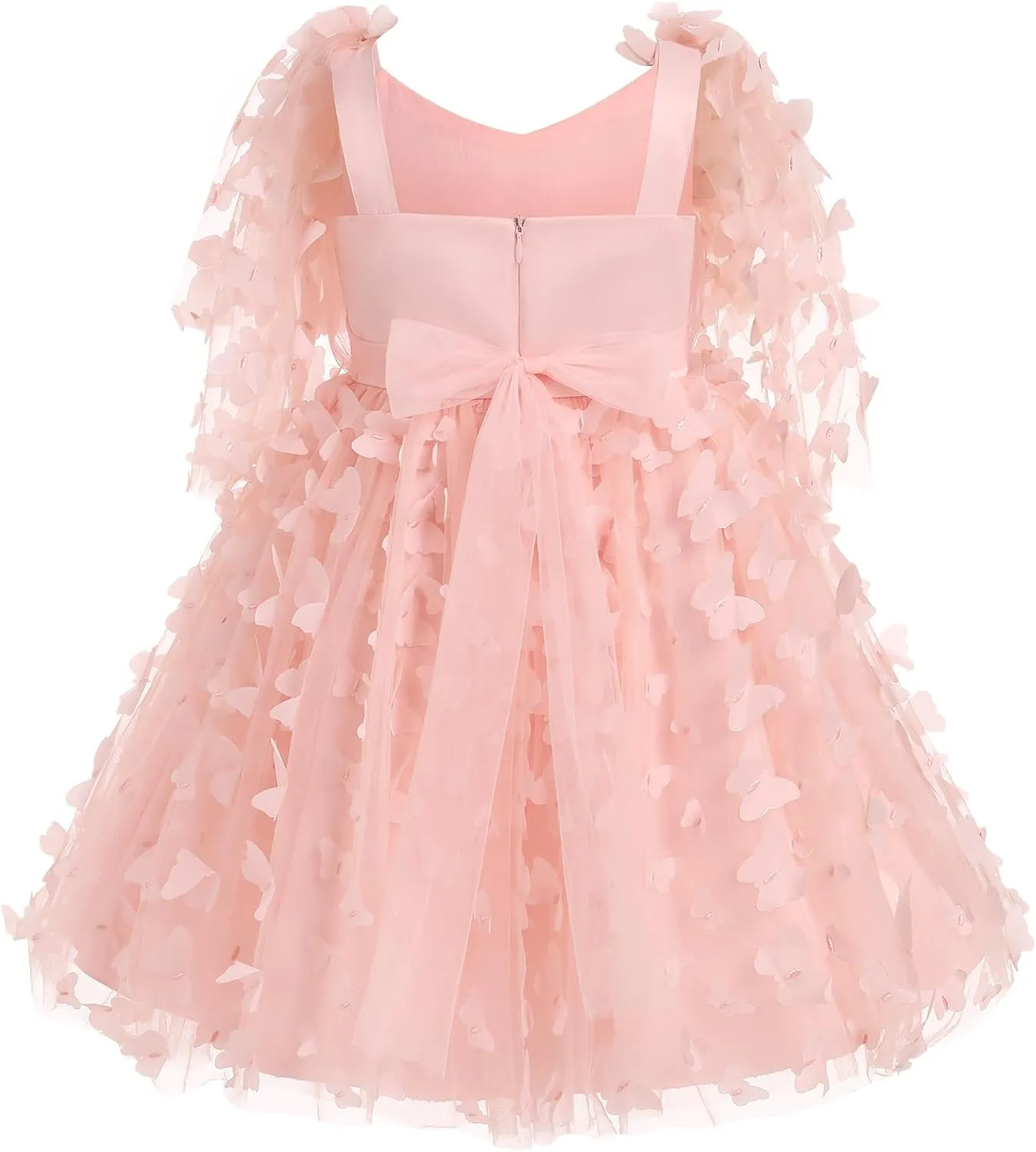 IDOPIP Flower Girl Butterfly Birthday Tutu Dress for Kids Baby Wedding Party Communion Dresses Princess Pageant Tulle Gowns