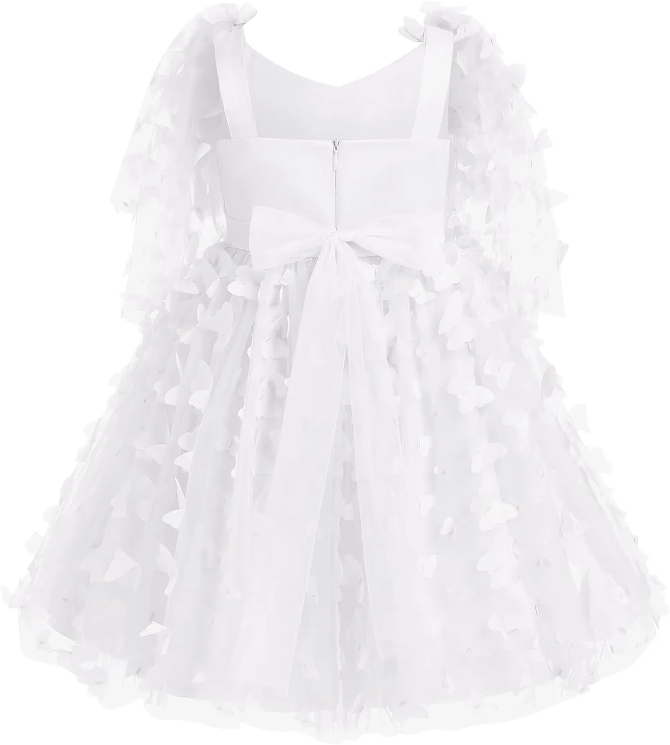 IDOPIP Flower Girl Butterfly Birthday Tutu Dress for Kids Baby Wedding Party Communion Dresses Princess Pageant Tulle Gowns